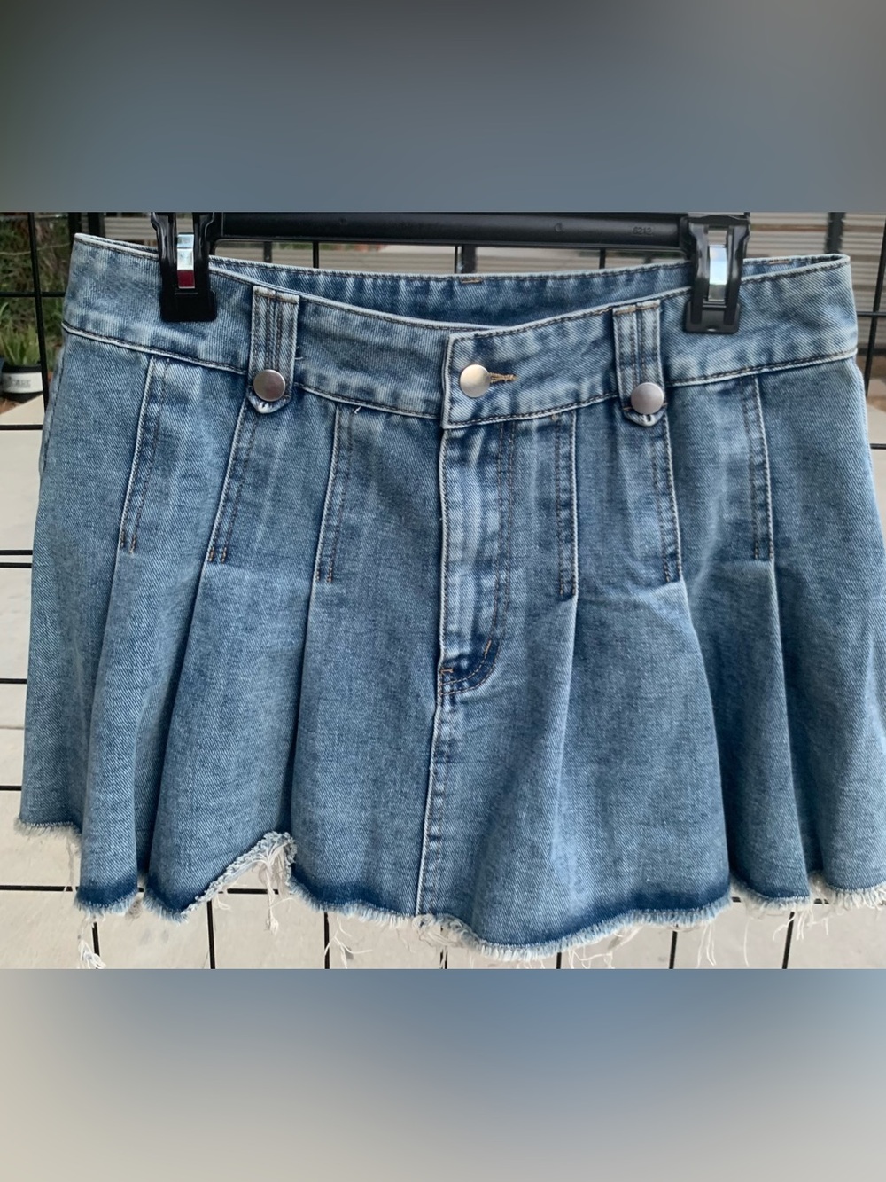 NWOT Denim Blue Pleated Jeans Skirt